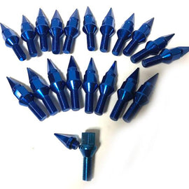 NNR STEEL 35MM SPIKE LUG BOLTS WITH CONE SEAT SET OF 20 12X1.5 BLUE