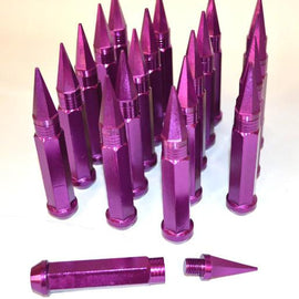 NNR 90MM STEEL LUG NUT WITH SPIKES SET OF 20 12X1.5 PURPLE