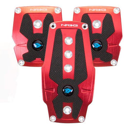 NRG Brushed Red aliminum sport pedal w/ Black rubber inserts MT PDL-200RD