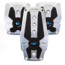 NRG Brushed Silver aliminum sport pedal w/ Black rubber inserts MT PDL-200SL