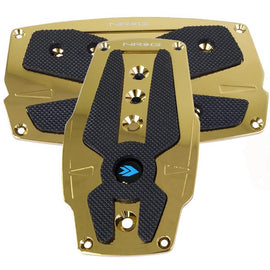 NRG Chrome Gold aliminum sport pedal w/ Black rubber inserts AT PDL-250CG