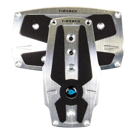 NRG Brushed Silver aliminum sport pedal w/ Black rubber inserts AT PDL-250SL