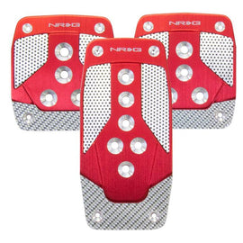 NRG Aluminum Sport Pedal Red w/ Silver Carbon MT PDL-400RD