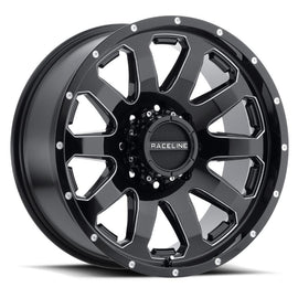 Raceline 938M 20x9 8x165.1 GLOSS BLACK & MILLED  (-12mm) Wheel/Rim