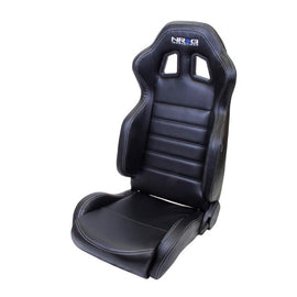 Reclinable Racing Seat, Black Leather, White Stitching w/ Logo (SOLD IN PAIRS) RSC-208L/R