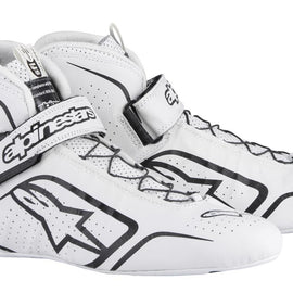 ALPINESTARS TECH 1-Z SHOES WHITE/BLACK SZ 7 SFI 3.3 LVL 5/FIA KANGAROO LEATHER