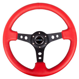 NRG 350mm Sport Steering Wheel (3" Deep) Red Lthr w/ Blk Stitching