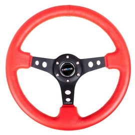 NRG 350mm Sport Steering Wheel (3" Deep) Red Lthr w/ Ylw Stitching