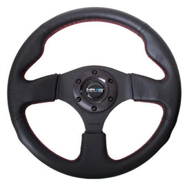 NRG 320mm Sport Leather Steering Wheel w/ red stitch