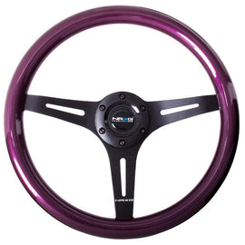 NRG Classic Wood Grain Wheel, 350mm 3 black spokes, purple pearl/flake paint ST-015BK-PP