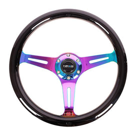 NRG Classic Wood Grain Wheel - 350mm 3 Neochrome spokes - Black Paint Grip ST-015MC-BK