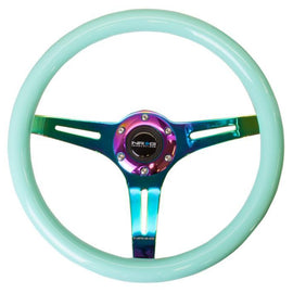 NRG Classic Wood Grain Wheel - 350mm 3 Neochrome spokes - Minty Fresh Color ST-015MC-MF