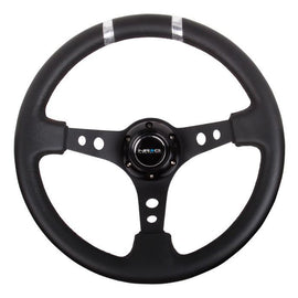 NRG 350mm Sport Steering Wheel (3" Deep) Blue w/ Silver Double Center Marking