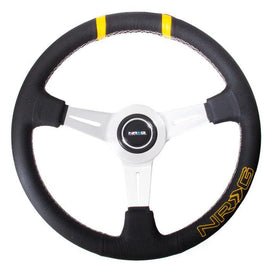 NRG 360mm "bumble Bee" Sport Wheel - Blk Leather w/ double ylw Center mark