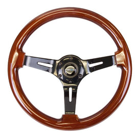 NRG Classic Dark Wood Grain Wheel (3" Deep), 350mm, 3 spoke center in Black Chrome