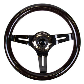 NRG Classic Black Wood Grain Wheel, 310mm, 3 spoke center in Black Chrome ST-310BK-BK