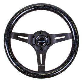 NRG Black Sparkled Wood Grain Wheel, 310mm, 3 spoke center in Black ST-310BSB-BK