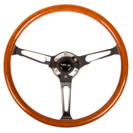 NRG Classic Wood Grain Wheel, 360mm, 3 spoke center in chrome