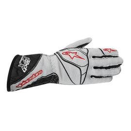 ALPINESTARS TECH 1 ZX GLOVE SILVER RED SZ L