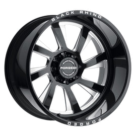 BLACK RHINO BLASTER 22X14 8x180 ET-76 CB125.1 GLOSS BLACK W/MILLED SPOKES LEFT