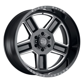 BLACK RHINO CANON 22X14 6x139.7 ET-76 CB112.1 GLOSS BLACK W/MILLED SPOKES