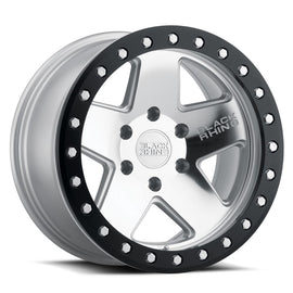 BLACK RHINO CRAWLER BEADLOCK 17x8.5 6x139 ET-32 CB112.1 SILVER W/MIRROR FACE AND BLACK LIP RING