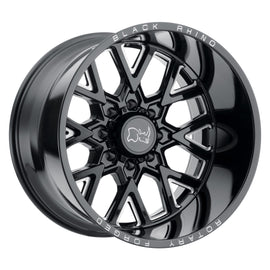BLACK RHINO GRIMLOCK 20X11.5 8x170 ET-44 CB125.1 GLOSS BLACK W/MILLED SPOKES