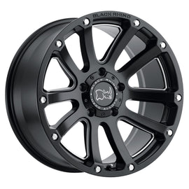 BLACK RHINO HIGHLAND 17x9.5 5x127 ET-12 CB71.6 MATTE BLACK W/MILLED WINDOWS