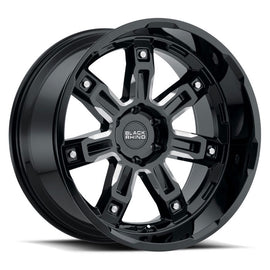 BLACK RHINO LOCKER 17x9.5 5/127 ET-18 CB71.6 GLOSS BLACK W/MILLED SPOKES