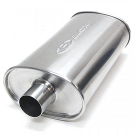BLOX Racing SL Sport Muffler Brushed Silver Universal Oval Stainless Steel 2.5"